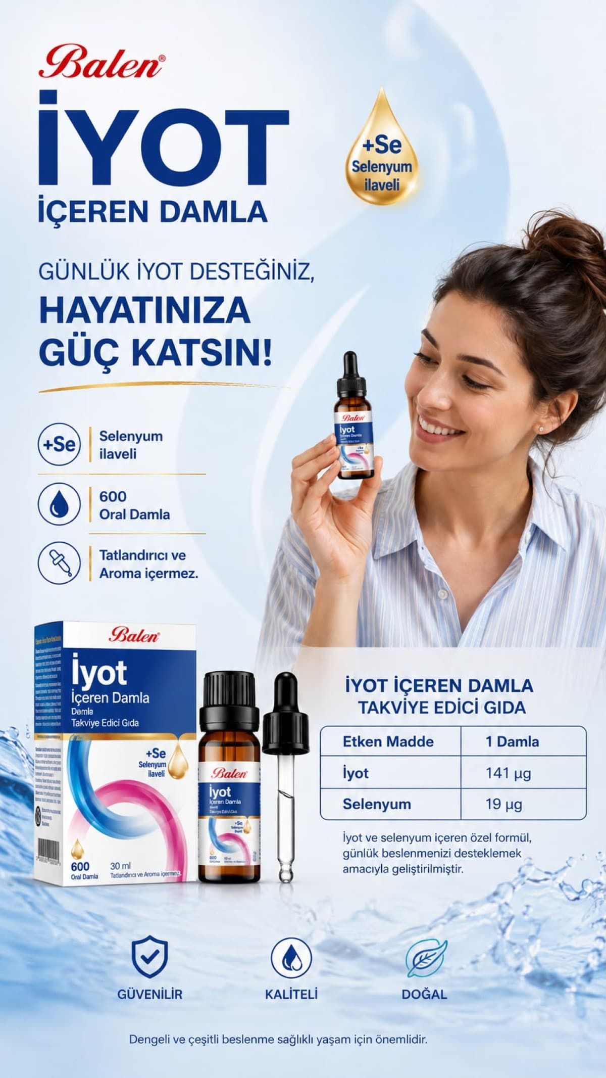 İYOT İÇEREN DAMLA TAKVİYE EDİCİ GIDA 30 ML 600 DAMLA