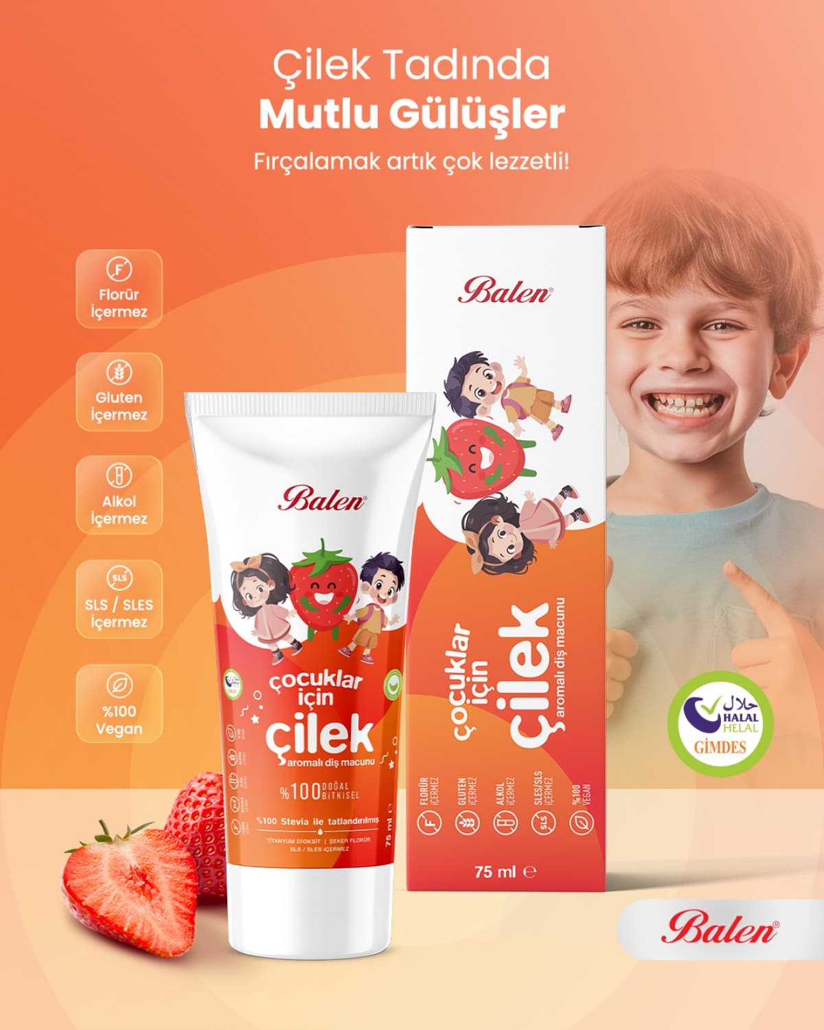 Doğal Çocuklar İçin Çilek Özlü Diş Macunu 75 ML