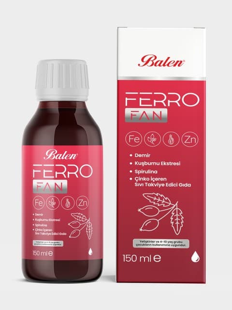 FERROFAN DEMİR, KUŞBURNU EKS., SPİRULİNA, ÇİNKO İÇEREN ŞURUP 150 ML