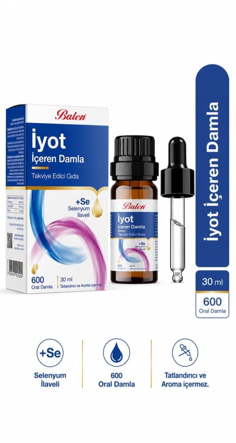 İYOT İÇEREN DAMLA TAKVİYE EDİCİ GIDA 30 ML 600 DAMLA