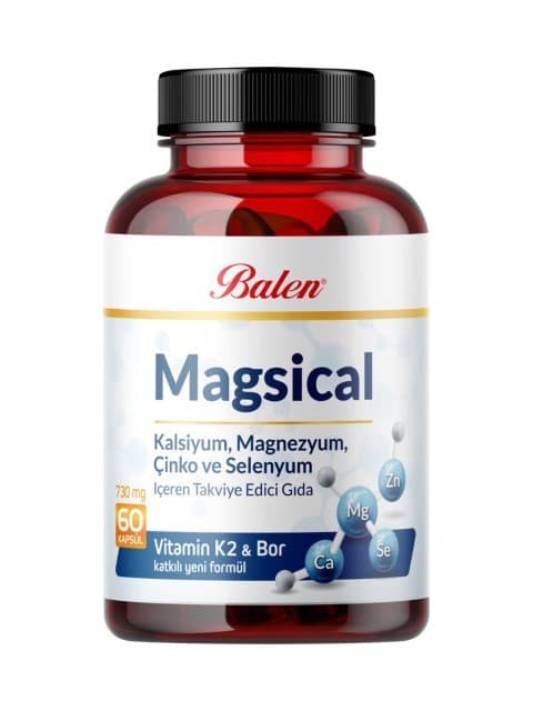 MAGSİCAL KALSİYUM&MAGNEZYUM&ÇİNKO&SELEN&VİTAMİN K KAPSÜL 730 MG 60