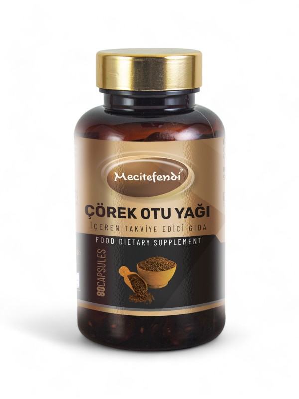 MECİTEFENDİ ÇÖREK OTU YAĞI İÇEREN TAKVİYE EDİCİ GIDA (80 Kapsül* 1300mg)